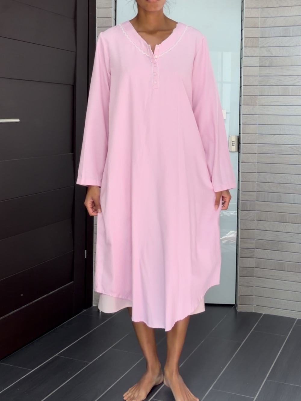 Soft Pink Long Sleeve Nightgown